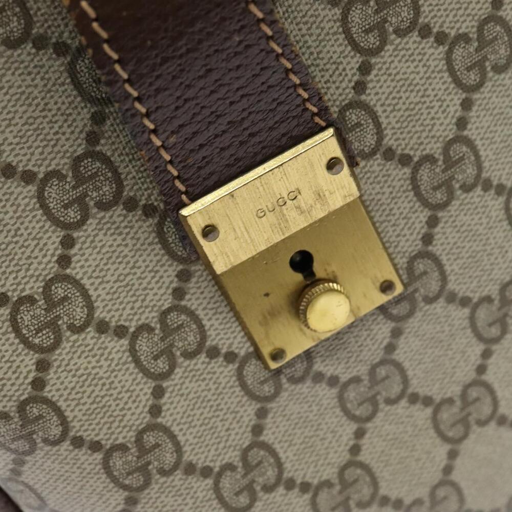GUCCI GG Supreme Web Sherry Line Hand Bag Pvc Beige Gold Red - Picture 14 of 16